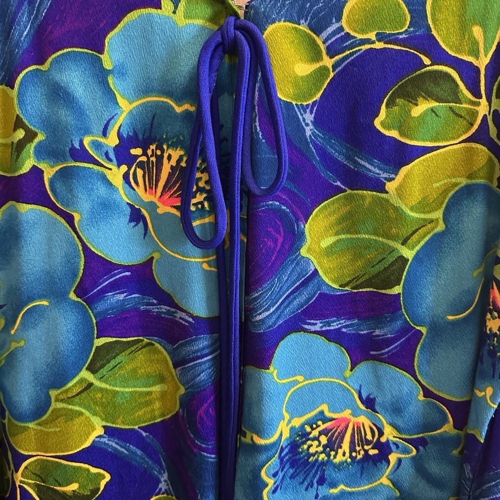 Vintage Sears Hawaiian Fashions Tropical Floral Barkcloth Long Maxi Dress‎ Sz 10 - Picture 8 of 16